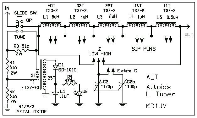 Fig.1 Schema van de tuner. Klik op het plaatje voor een vergroting